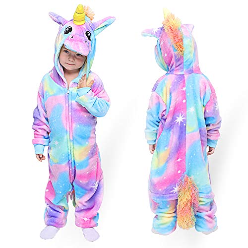 MMTX Unicornio Onesies Pijamas Unisexo Niños, Franela Animales Cosplay Disfraz Halloween Navidad Ropa de Dormir para 10-12 años Altura 135-144 cm