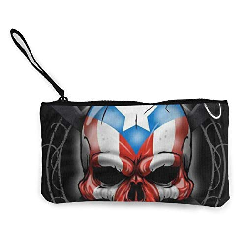 Monedero de Lona para Mujer, Calavera de Puerto Rico, Lienzo Unisex, Estampado en 3D, Monedero, Monedero, Carteras para Hombres y Mujeres