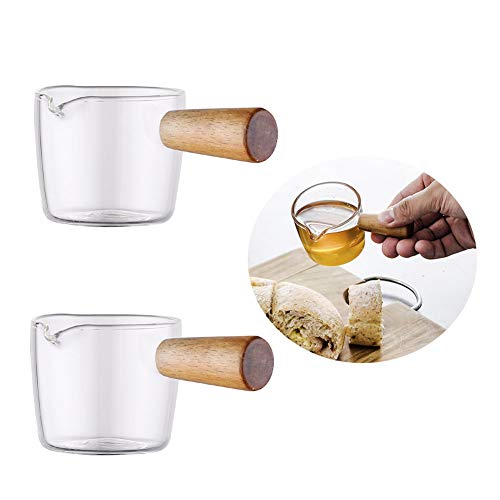 Mrinb Juego de 2 cuencos de cristal con asa, para aperitivos, salsas, especias, pequeña bandeja para postres