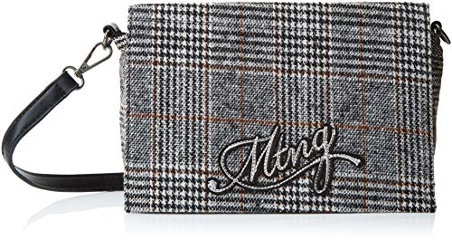 MTNG Collection LANETTA, Bolso bandolera para Mujer, Gris (Pata Gallo Gris), 8 x 14.5 x 24 cm