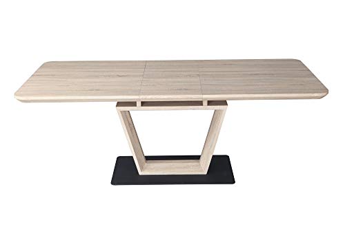 Muebletmoi - Mesa de comedor extensible 160/200 cm, rectangular de roble con pie central – Diseño moderno – Luccia