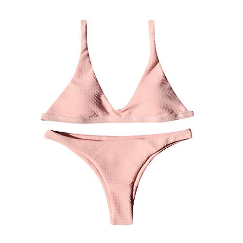 Mujeres Bikini Poliamida con Cintura, Dos Piezas Bikini Conjunto Halter con Estampado