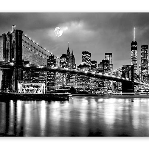 murando Fotomurales New York 450x315 cm XXL Papel pintado tejido no tejido Decoración de Pared decorativos Murales moderna de Diseno Fotográfic Ciudad Luna Noche d-B-0205-a-a