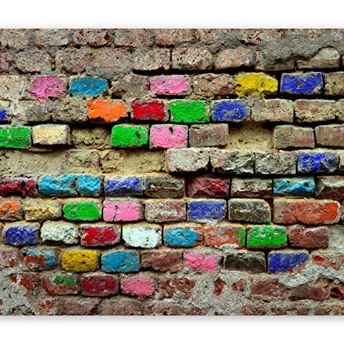 murando Fotomurales Piedras 450x315 cm XXL Papel pintado tejido no tejido Decoración de Pared decorativos Murales moderna de Diseno Fotográfico - Ladrillo Colorido f-B-0100-a-a