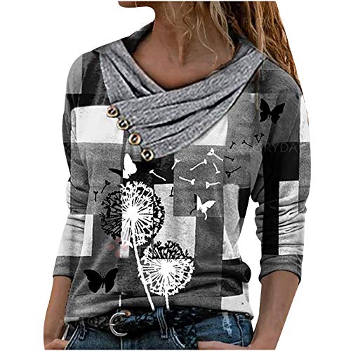 N-B Sudadera Mujer V-Cuello Dibujos de Gato sin Capucha Primavera Invierno Chica Casual Moda 2021 Nuevo Tallas Grande Ropa Tops Manga Larga Deporte Camisetas S-3XL