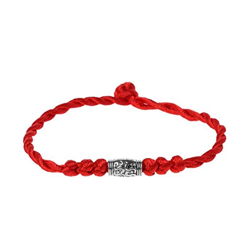 N / E Pulsera tradicional tibetana de plata con hilo rojo de la suerte, amuleto de la suerte, pulsera de la pareja, joyería para mujeres y hombres