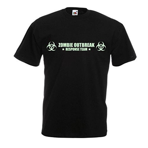 N4519 Camiseta Zombie Outbreak Response Team (XXXX-Large Negro Fluorescente)