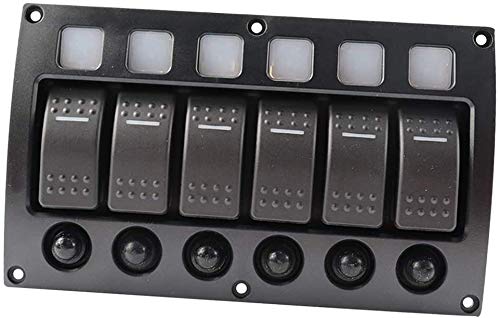 Namvo Boat Car Marine - Panel de interruptores de 8 velocidades, 3 pines e interruptor de potencia, resistente al agua, panel LED CC 12/24 V, interruptor de aluminio