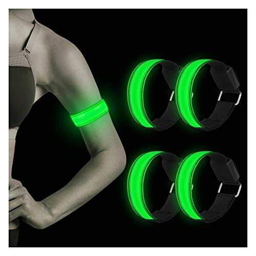 Nasharia Banda Reflectante, 4 Piezas Brazalete LED Running, Alta Visibilidad y Ajustable Brazalete Reflectante, Banda Reflectante LED Brazalete para Correr, Practicar Senderismo o Ciclismo