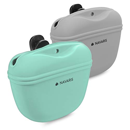 Navaris Set 2 Fundas de Silicona Porta golosinas de Perro - Estuches para Entrenamiento de Mascota Cachorro - Bolsas para recompensas premios Galletas