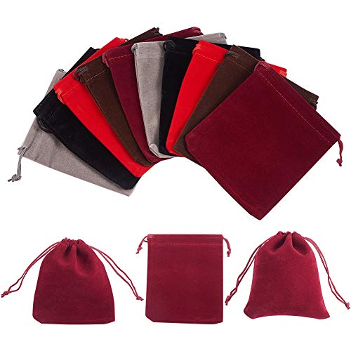 NBEADS Bolsas de Terciopelo, 30 Piezas 5 Colores Bolsas de Terciopelo Bolsas de Joyería con Cordón Bolsas de Regalo Favor Banquete de Boda para Joyería Embalaje de Regalo, 12x10 cm