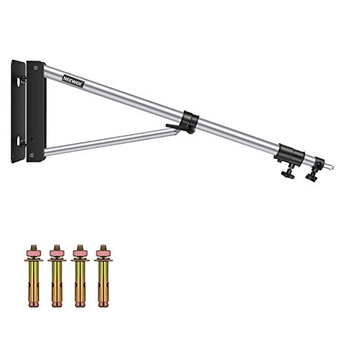 Neewer Brazo de Pared Triángulo con Montaje Boom para Estudio Fotografía Video Luces Estroboscópicas, 180 Grados de Rotación Flexible, Longitud Máxima de 169 cm (Plateado)