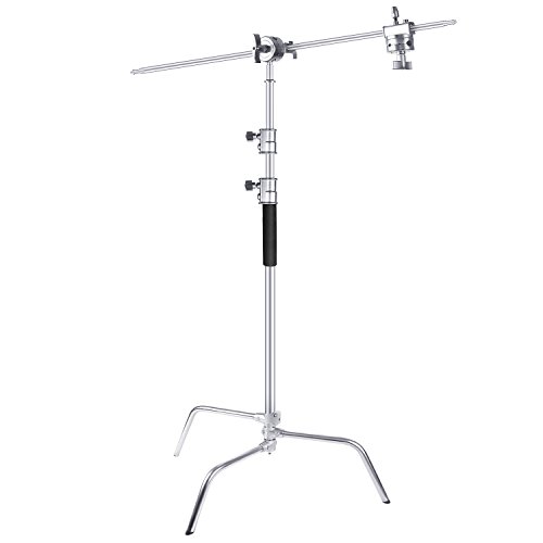 Neewer C-Soporte Reforzado de Acero Inoxidable para Trabajo Pesado con Brazo de Sujeción y Cabezal de Agarre - 149-309 Cm Soporte con Una Pata Ajustable para Reflectores, Softboxes, Paraguas