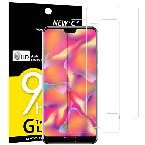 NEW'C 2 Unidades, Protector de Pantalla para Huawei P20, Antiarañazos, Antihuellas, Sin Burbujas, Dureza 9H, 0.33 mm Ultra Transparente, Vidrio Templado Ultra Resistente