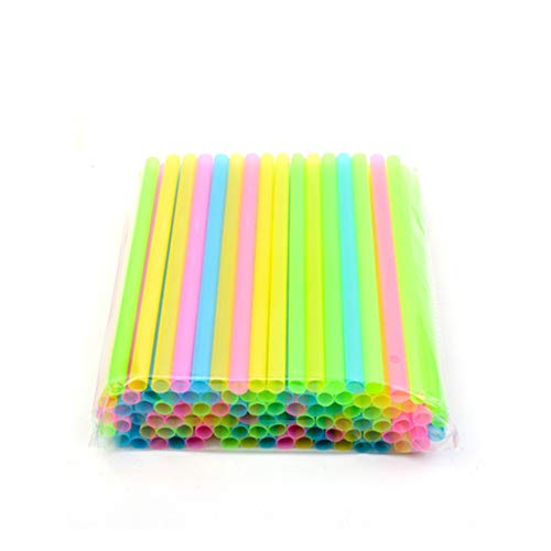 Nicetruc Plástico Pajitas De Colores Envueltos Individualmente Pajas De 8 Pulgadas De Largo Y 1/8 Pulgada Aiameter Es para 50pcs Boba Batido Slushies 20cm Color Al Azar