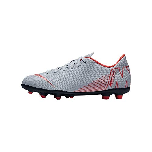 Nike Jr Vapor 12 Club GS FG/MG, Zapatillas de fútbol Sala Unisex Adulto, Multicolor (Wolf Grey/Lt Crimson/Black 060), 38.5 EU