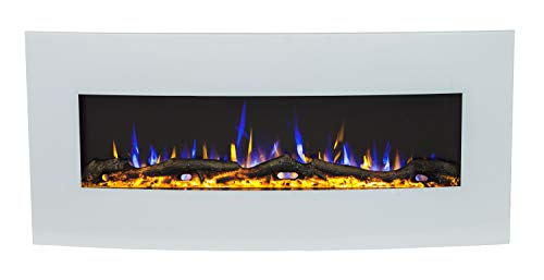 Noble Flame Detroit 900 – Curvado Chimenea Eléctrica Chimenea de Pared Kamin-Ofen – Incl. Pieza Chimenea Eléctrica Mitheizfunktion-Ambiente-Wandbeleuchtung-Blanco