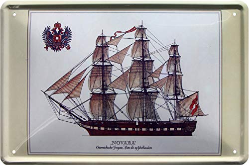 Novara Fragata Barco velero 20 x 30 cm decoración Cartel de Chapa 625