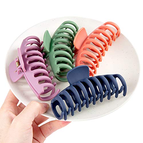 Nuevo Pinzas de pelo para mujer,Comius Sharp 4 Piezas 11 cm Clips Hebillas de Pelo Grandes de Plástico, Garra de Pelo Grueso de Mujeres,Pinza De Pelo Clips Pelo Para Mujer Pelo Accesorio.