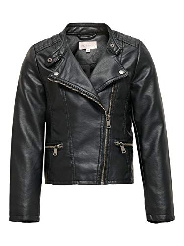 Only KONFREYA Faux Leather Biker OTW Noos Chaqueta de cuero sintético, negro, 158 para Niñas