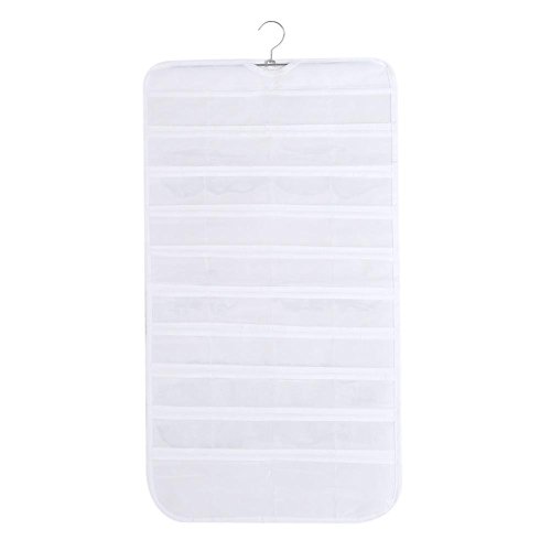 Organizador Colgante de Joyería de 80 Bolsillos Bolso de Sostenedor Organizador de Doble Cara Almacenamiento de Guardarropa de Espacio Bolso con Suspensión para Collar de Pendientes Pulsera(Blanco)