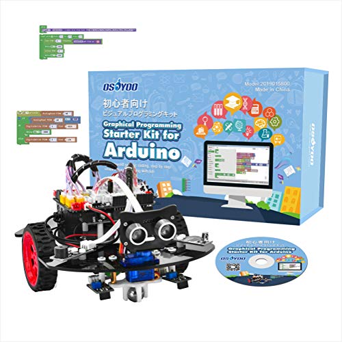 OSOYOO Graphical Programming Robot Car Starter Kit for Arduino Uno | Remote Controlled Stem Mechanical Motorized Robotics for Building Learning How to Code | Educational Coding for Kids Teens Adults