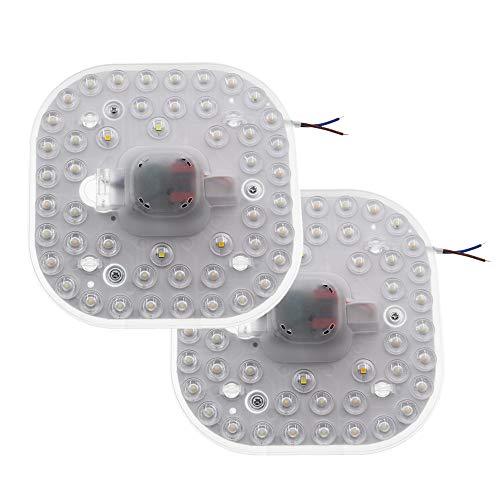 Pack de 2 LED Módulo – Kit de conversión con imanes, para lámpara de techo, 24 Watt, 2200 Lumen, 158x25mm, AC 165-265V, No Regulable, 6500K Blanco Frío