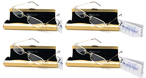 PACK DE 4 UNIDADES de Gafas de lectura UNISEX, presbicia, vista cansada, Diseño elegante LIGERAS estuche de aluminio GRATIS - Venice PENBOX Dioptría (1-2 - 2,50-3 - 3,50) (Dorado, 2,50)