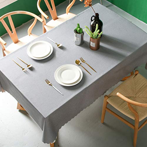 Pahajim Moderno Mantel de PVC Color Liso Mantel Impermeable Mantel Mesa Rectangular Antimanchas Tablecloths para (Gris, Rectangular/Oval,140x200cm，5-7 Asientos)