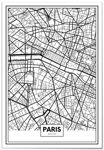 Panorama Póster Mapa de París 21x30cm - Impreso en Papel 250gr - Póster Pared - Cuadros Decoración Salón - Cuadros para Dormitorio - Póster Decorativos - Cuadros Modernos