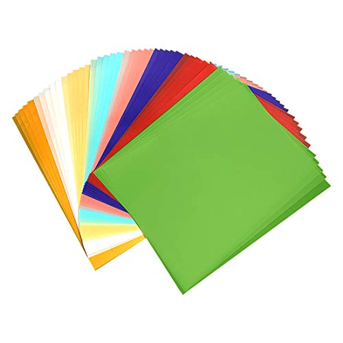 Papel Transparente, Papel Calco Bricolaje, 40 Pcs a4 Láminas de Celofán de Colores, Papel Transparente para Manualidades Infantiles, Diseños Papel para Esbozo y Para Recortar,Papel para Dibujar.