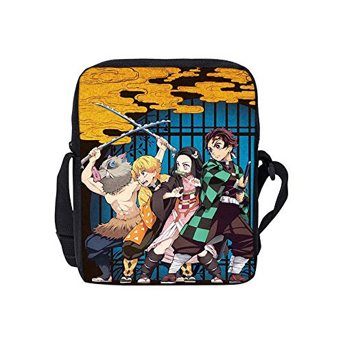 PAPLIU Bolsos de Hombro Demon Slayer Unisex Anime Impresión Bolsa de Viaje Informal