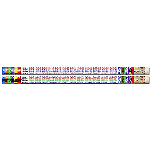 Paquete de 12 piezas lápices HB - Tablas de Multiplicar colorido temáticas con goma de borrar en la parte superior de EE.UU.