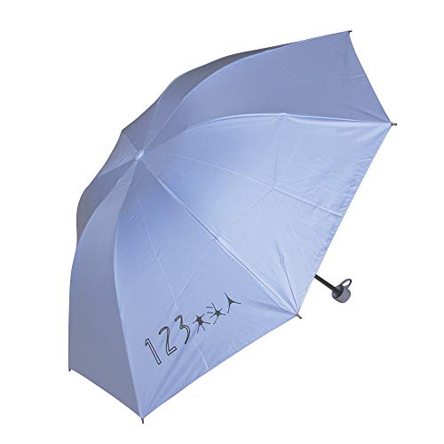 Paraguas Paisaje Pequeño Fresco Sombra Soleado Lluvia Paraguas Hombres Y Mujeres Color Simple Que Combina 8 Huesos 110cm Hombre de Madera Azul