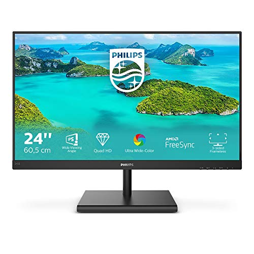 Philips Monitor 245E1S/00-24",QHD, 75Hz, IPS, FreeSync (2560x1440 250cd/m, HDMI 1x1.4, Displayport)