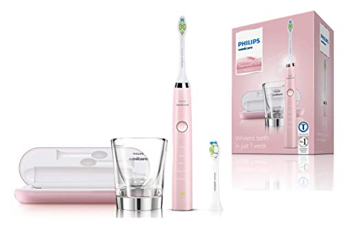 Philips Sonicare DiamondClean HX9352/04 - Cepillo de dientes eléctrico Recargable, 5 Modos, 2 Cabezales, Vaso Cargador y Estuche USB, Color Rosa