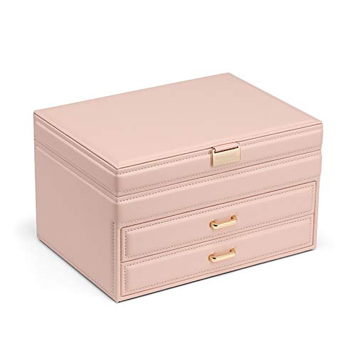 PHLPS Caja de Joyas de Lujo, Portátil para el hogar, Regalo para Mujer, Joyería Almacenamiento Organizador de Cuero, Exquisito con Caja de contenedor de joyería de partición (Color : C)