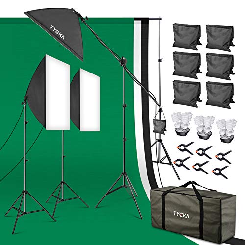 Photography Lighting Kit 4 en 1 para lámpara de estudio Softbox 3x2Mx3M sistema de soporte de fondo, bombillas de 5500 K, con funda portátil para fotografía de estudio y grabación de vídeo
