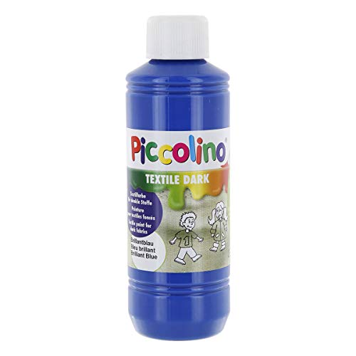 Piccolino - Pintura para Tejidos Oscuros, 250 ml, Color Azul Brillante