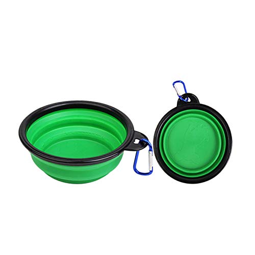 Piezas Grande Plegable Tazón de Perro,Pet Bowl Plegable de silicona-13 * 5.5cm_Verde,Portátil Gato Recipiente para Perros Comedero para Mascotas