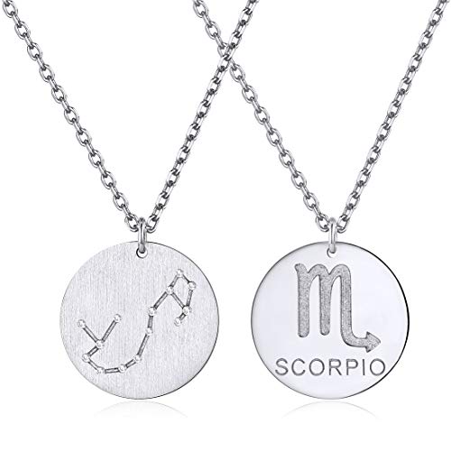 Platino Escorpio Signos Zodiacos Constelaciones Signos Monedas Circulares de Collar con Cadena