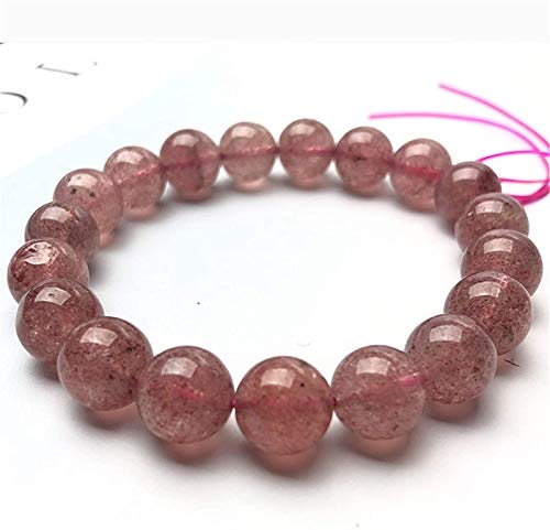 Plztou Feng Shui Riqueza Natural Precioso Fresa Cristal Yoga Pulsera Retro Estilo étnico Rosa Redondo Gema curación cumpleaños Regalos de cumpleaños Hombres y Mujeres, 9 mm (Talla : 9mm)