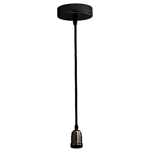 Portalámparas decorativo SevenOn Retro Style Edison 09024, de metal, para colgar, casquillo E27, hasta 60W, IP20. Color negro