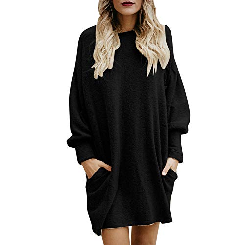 Punto Jerséis Lana Pullover Negro Invierno para Mujer,PAOLIAN Suéter Cálido Tallas Grandes Manga Largas Suelto Rebajas Otoño Señora Camisetas Tops Blusas Elegantes Vestido Navidad