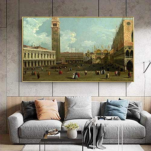 QAZEDC Pintura Mural Pintura Famosa Vintage Street Scenery Art Canvas Painting Arte de la Pared para la decoración del hogar de la Sala de Estar