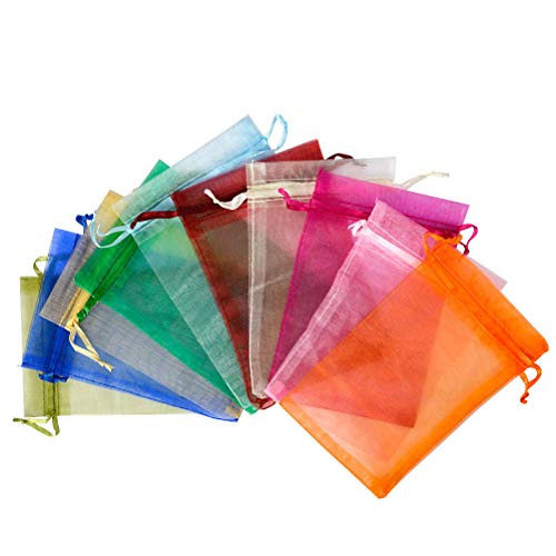 QLOUNI 100 Bolsitas de Organza Multicolores de Regalo Ideal para Decoración de la Boda,Dulces,Regalo,etc (10 * 15cm)