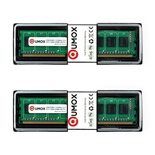 QUMOX Memoria Dimm 4GB(2x 2GB) DDR3 1333 PC3-10600 (240 Pines) para computadora escritorio PC