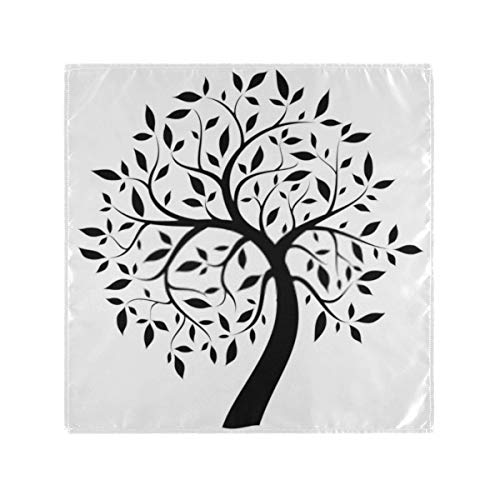 RAUP Satin Napkins Set of 6, Black Tree,Square Printed Party & Dinner Cloth Napkins,20" X 20"