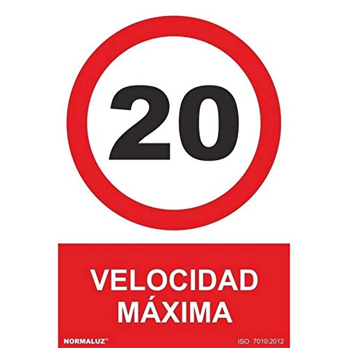 RD41059 - Señal Velocidad Máxima 20 PVC Glasspack 0,7 mm 30x40 cm con CTE, RIPCI Nueva Legislación