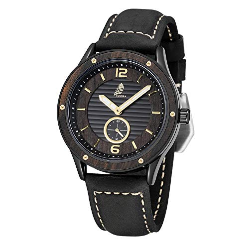 Reloj Casual de Cuarzo para Hombre, CZOKA Impermeable Deporte Cuarzo Analógico Reloj Gents Cronógrafo con Correa de Piel